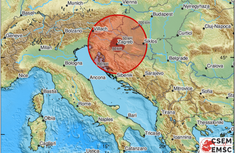 Sisma nella Croazia centrale di magnitudo 3.6