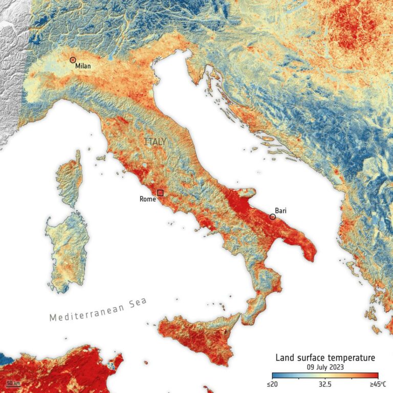 Caldo record si ‘vede’ dallo spazio, Italia supera i 47 gradi