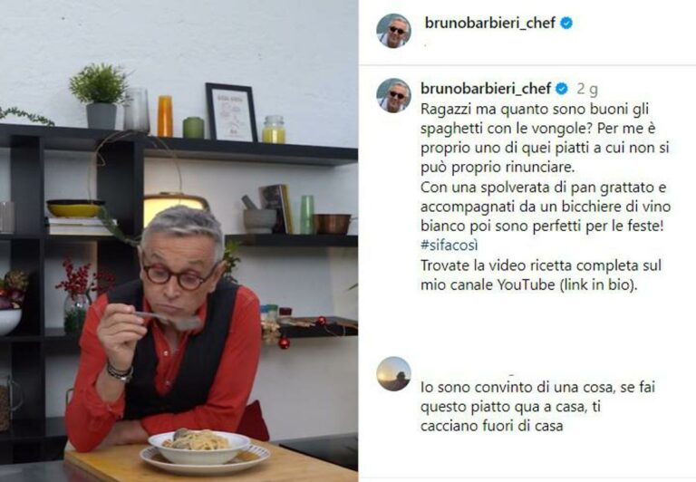 Chef Barbieri e gli spaghetti con le vongole: ‘rivolta’ su Instagram